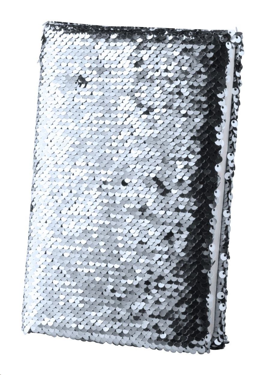 Rokovnik sa šljokicama, B7, bez crta, srebrni