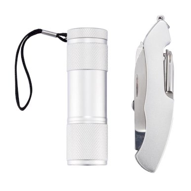 Set, nož i svjetiljka, srebrni, POKLON UZ NARUDŽBU - NIJE NA PRODAJU!