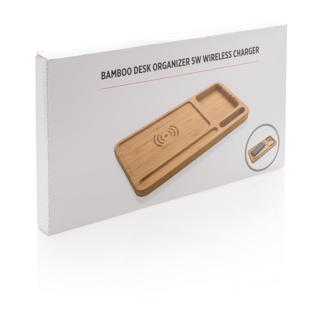 Organizator za stol, s bežičnim punjačem od 5W, bamboo