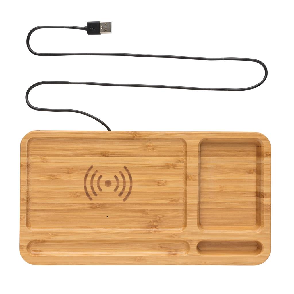 Organizator za stol, s bežičnim punjačem od 5W, bamboo