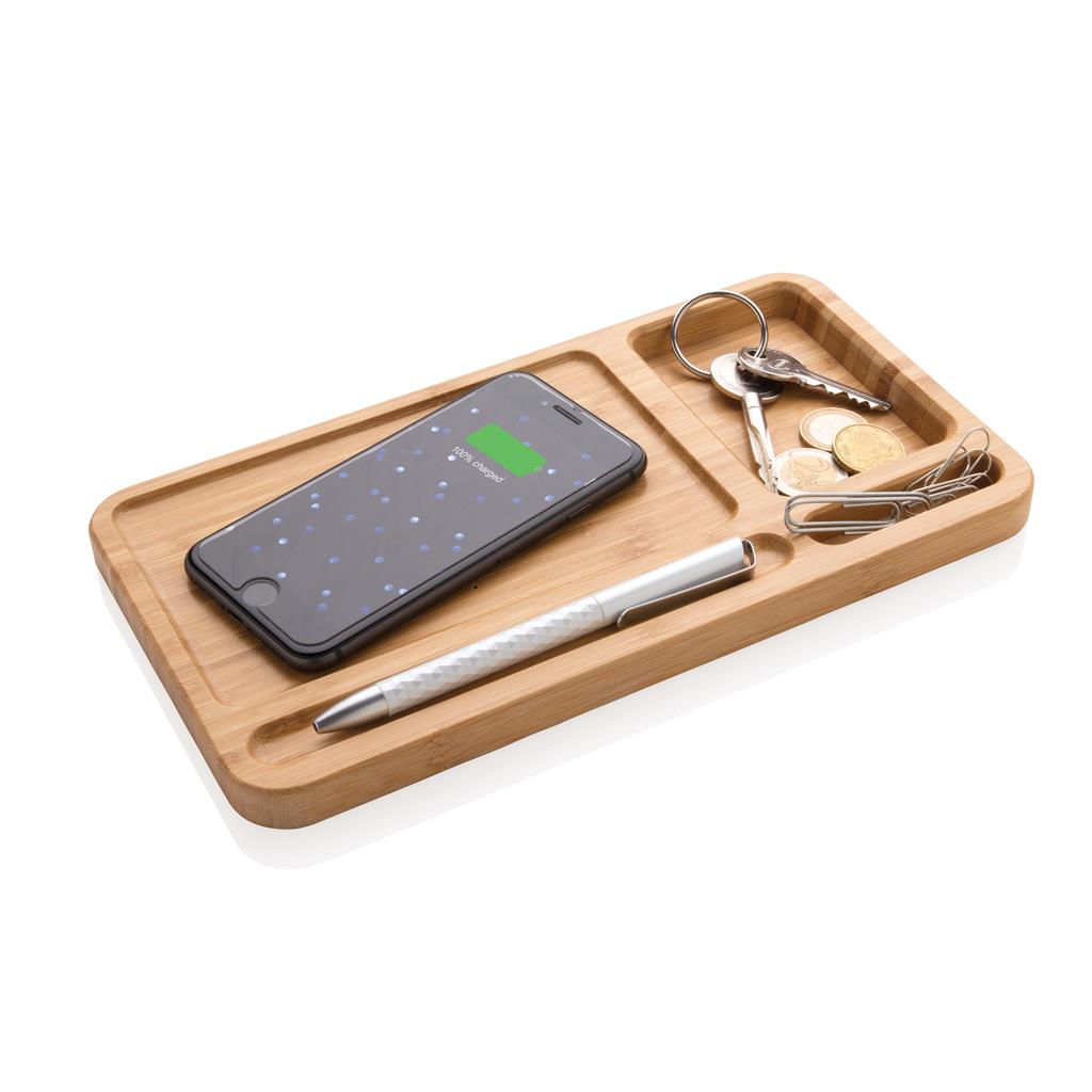 Organizator za stol, s bežičnim punjačem od 5W, bamboo