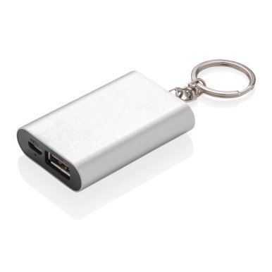 Powerbank privjesak, 1000 mAh, srebrni