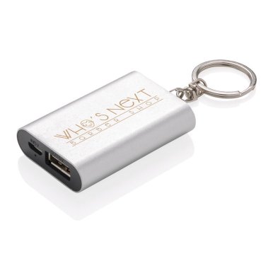 Powerbank privjesak, 1000 mAh, srebrni