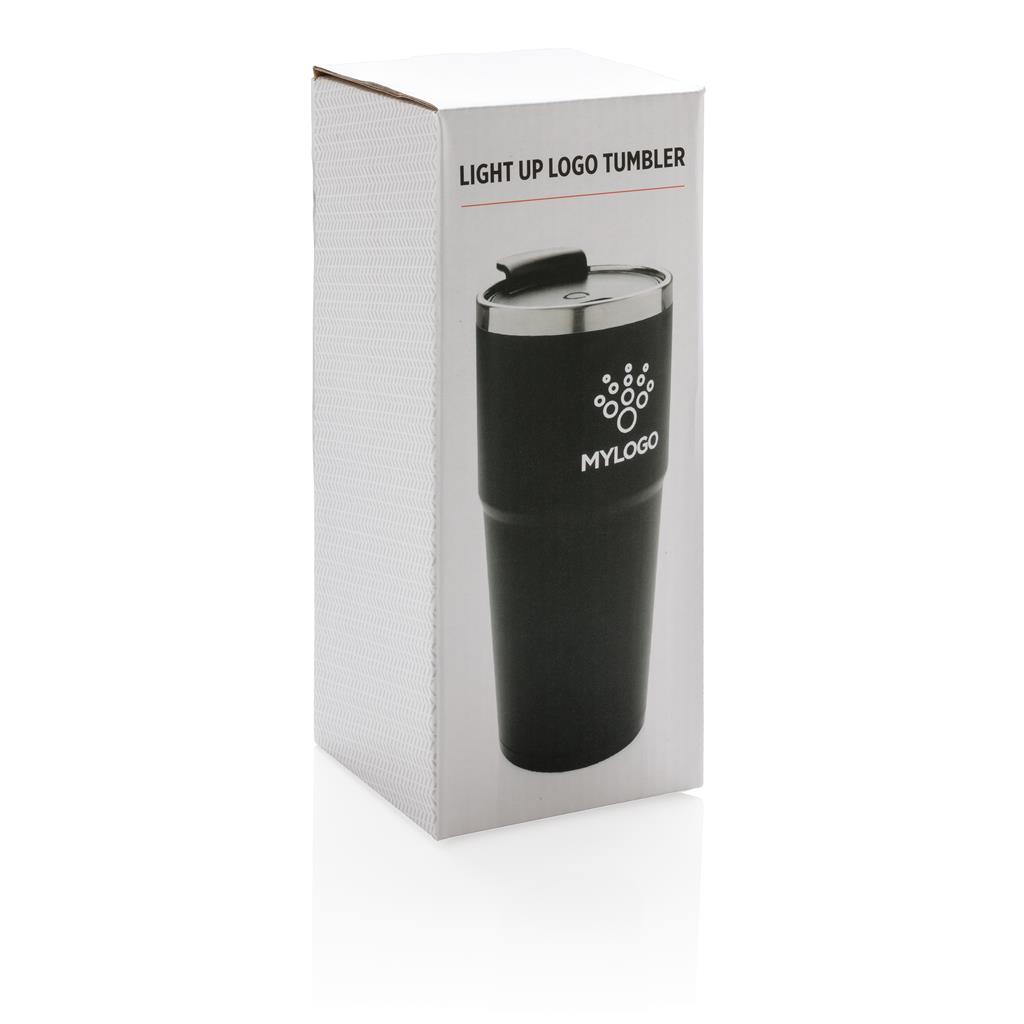 Termo šalica sa svijetlom, 480ml, crna
