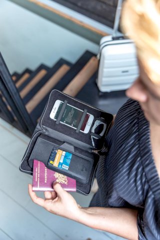 Novčanik, putni s RFID zaštitom, crni
