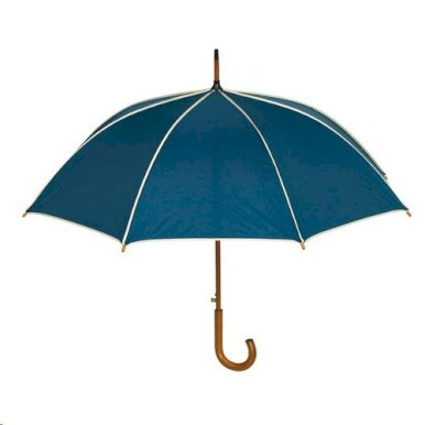 Kišobran, automatski, zakrivljena drvena ručka, crno/sivi