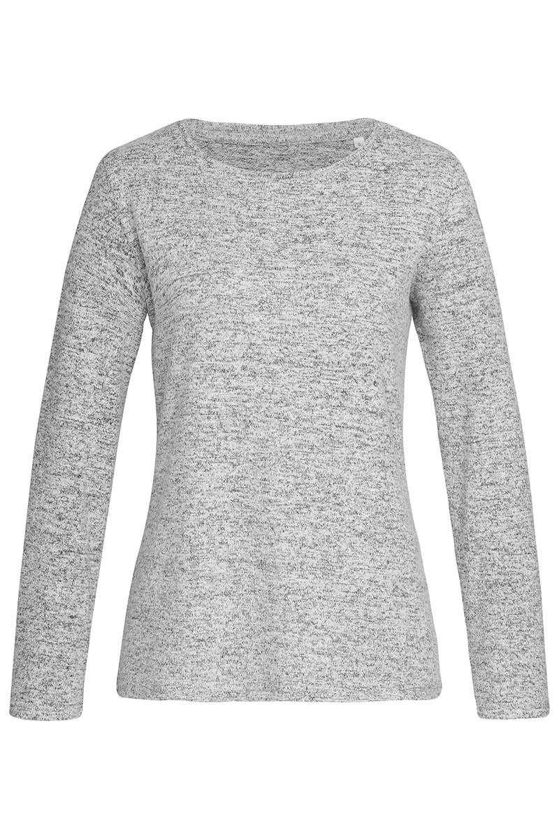 Majica pletena dugi rukav ženska,light grey melange, 210g, umjetna tkanina, M, POKLON UZ NARUDŽBU - NIJE NA PRODAJU! 