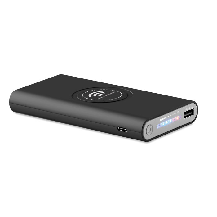 Powerbank, 8000 mAh, bežični, crni