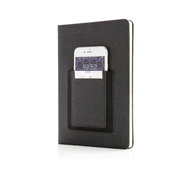Rokovnik Deluxe A5, s pretincem za mobitel, crni
