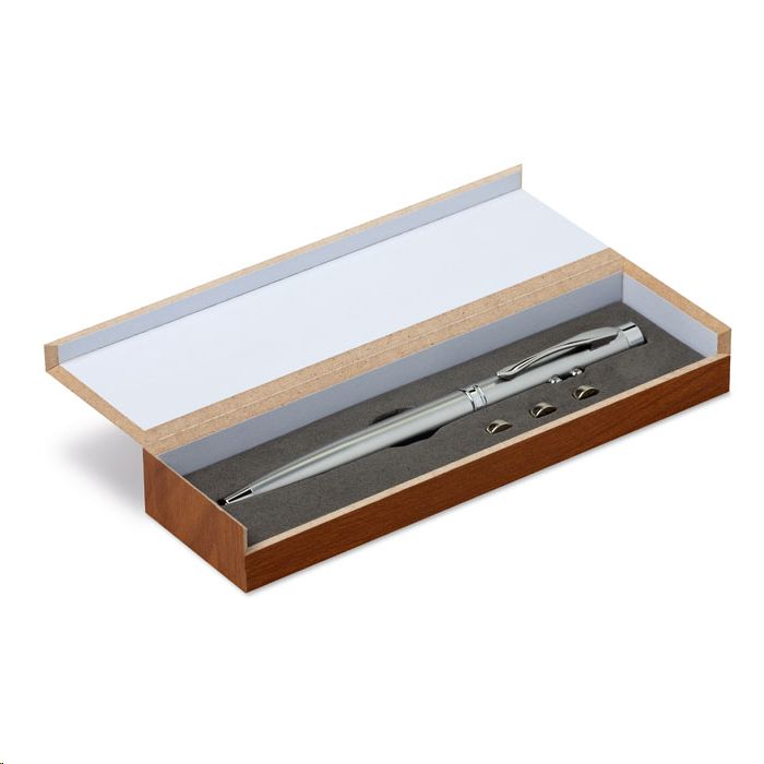 Kem. olovka, laser, u drvenoj kutijici, srebrna