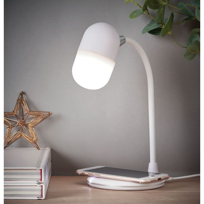 Lampa, bežična , sa zvučnikom, Wireless charging,  bijela