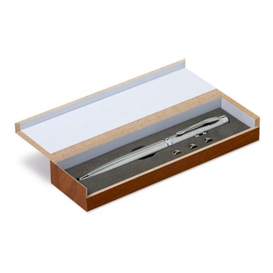 Kem. olovka, laser, u drvenoj kutijici, srebrna