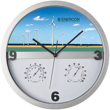 Zidni sat, sa termometrom i hidrometrom, srebrni