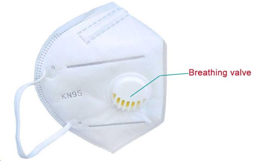 Zaštitna  maska za lice  s ventilom, KN95, peteroslojna, bijela