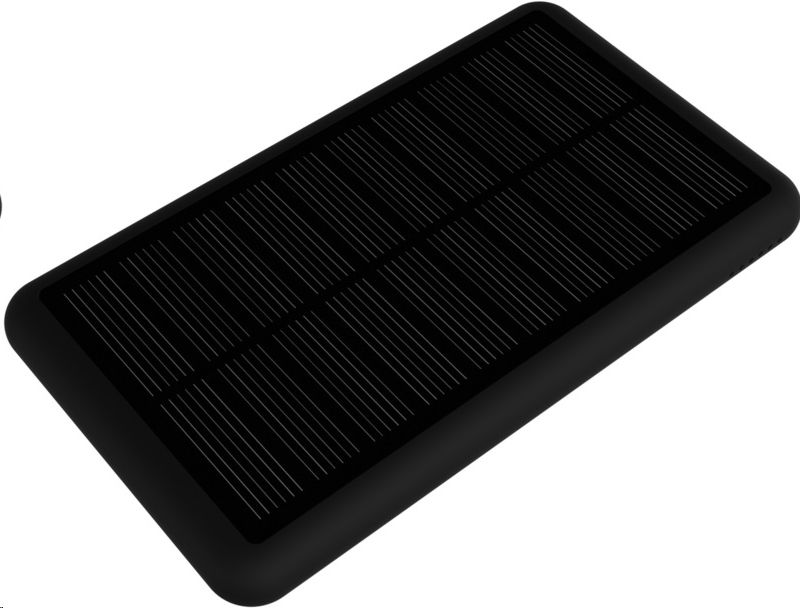 Powerbank 5000 mAh , solarno punjenje i  3 u 1 kabel tip C, sa svijetlećim logom, ,crni