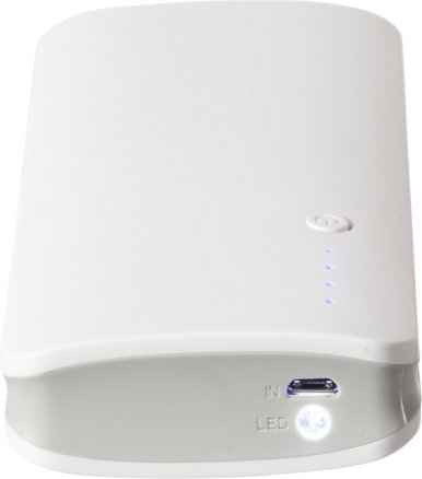 Powerbank 10000 mAh, 3 izlaza , puni 3 uređaja , LED lampica za svijetlo, bijeli