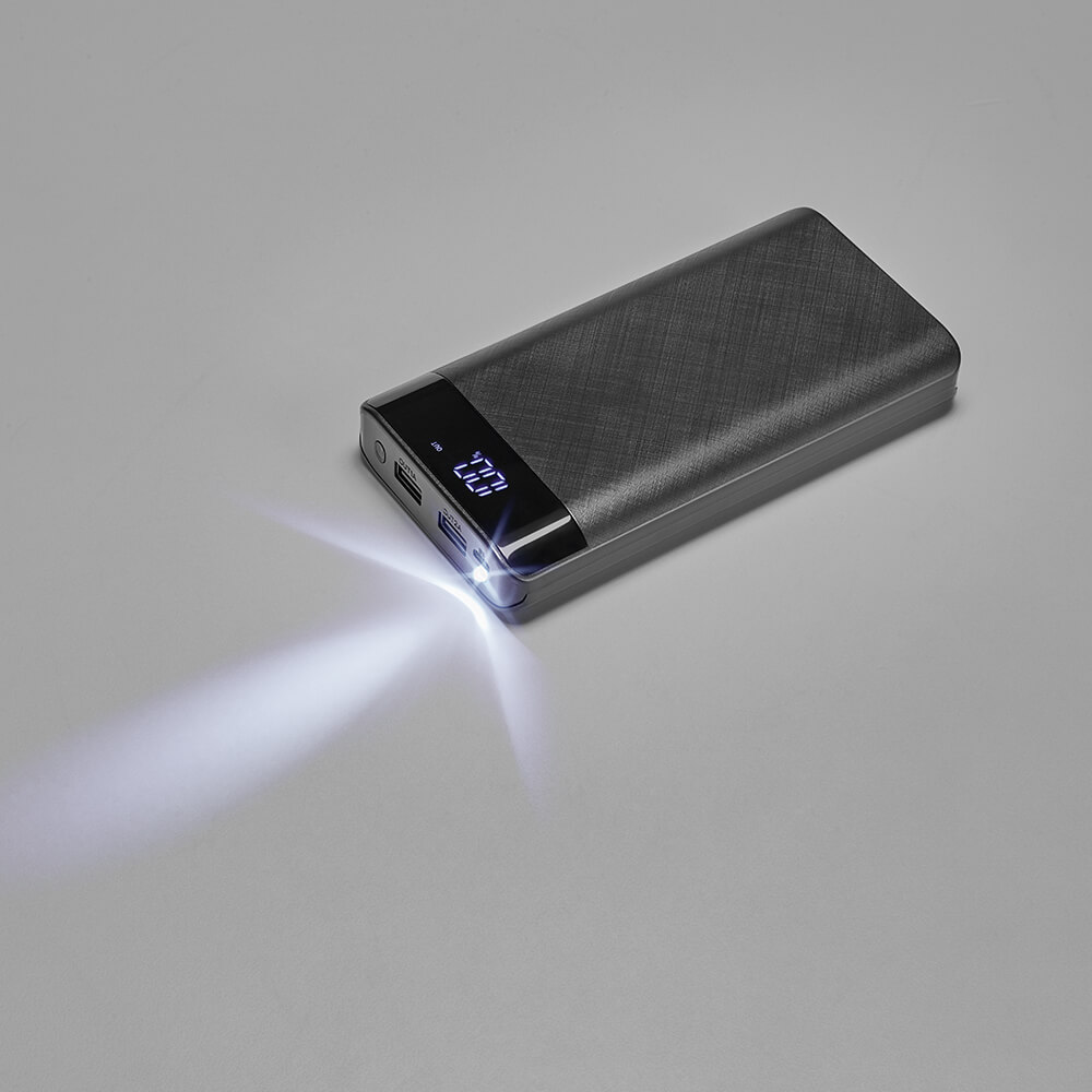 Powerbank, 16000 mAh, s LED svijetiljkom, 2 USB  porta