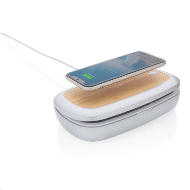 UV-C kutijica za sterilizaciju, s bežičnim punjačem 5W, bamboo