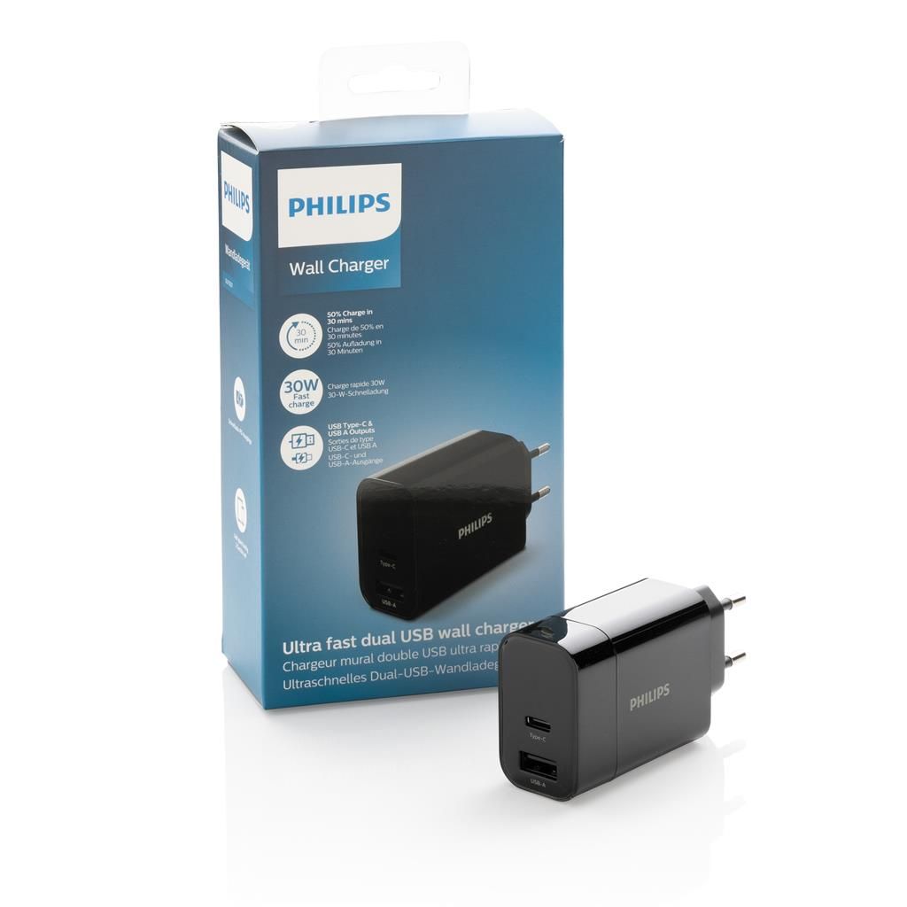 Adapter, Philips, ultra brzo punjenje, crni