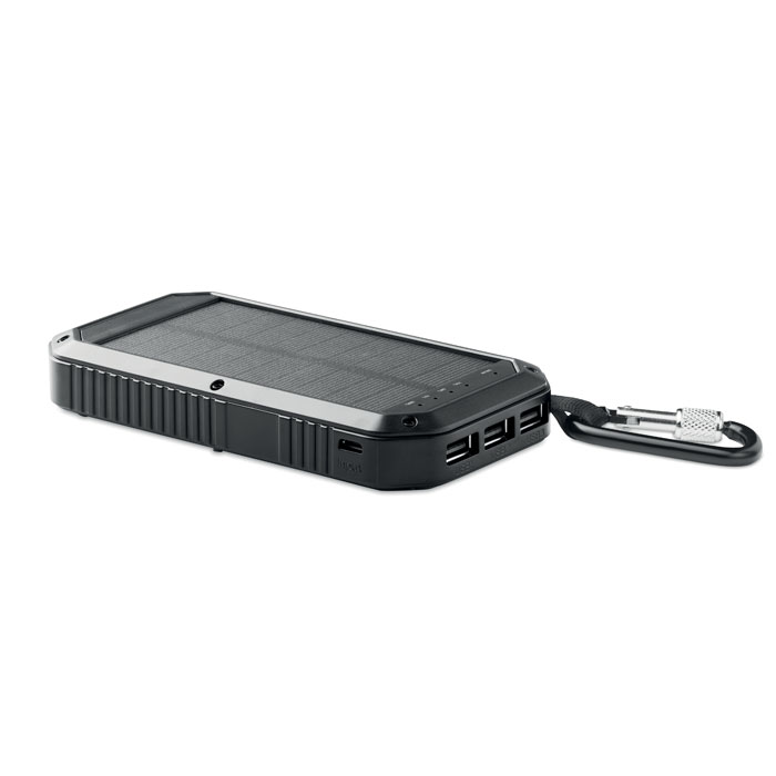 Powerbank 8000 mAh, solarni s inegriranim LED lampicama 21 kom,  crni