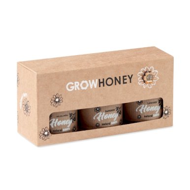 Set od 3 staklenke meda sa drvenom lopaticom