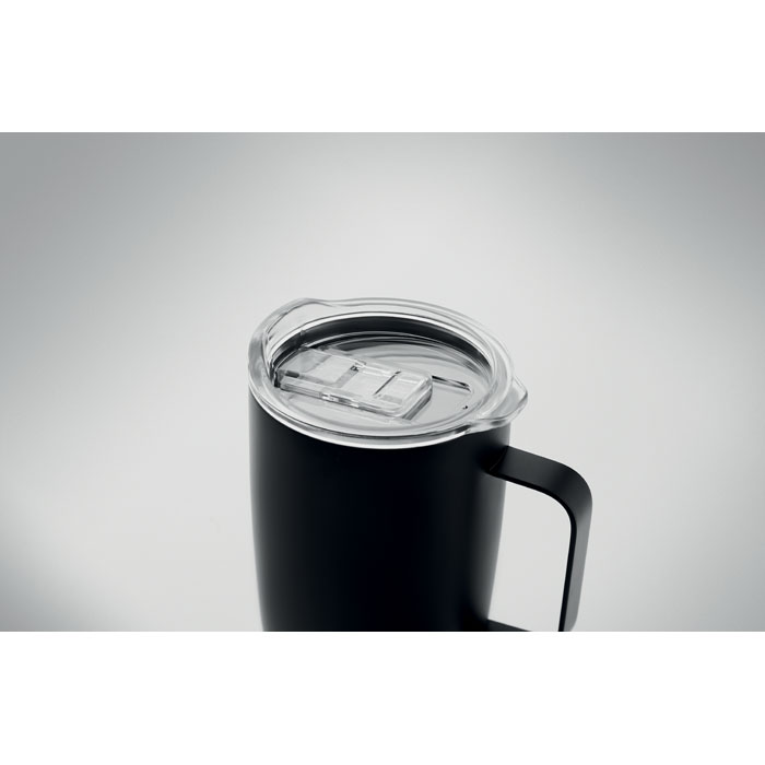 Šalica za kavu, s dvostrukom stijenkom i plutom, 300ml, crna