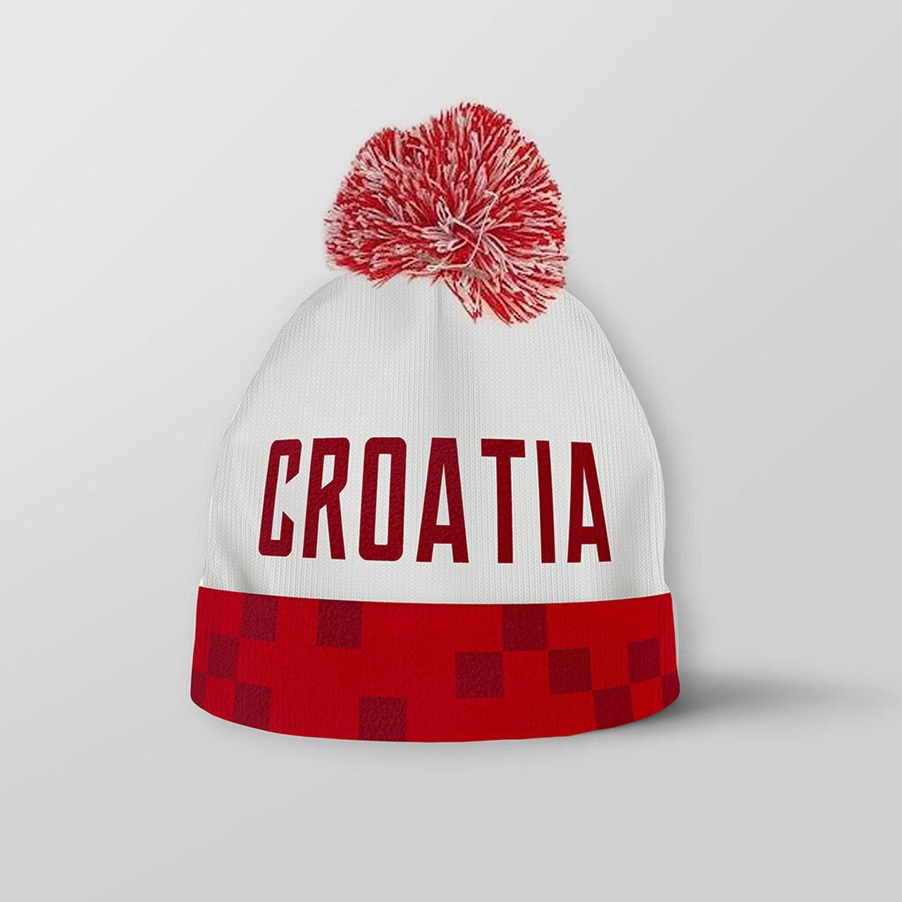 Kapa, zimska, pletena, CROATIA, crveno bijela
