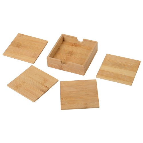 Set podložaka za čaše, 10×10cm, 4 kom + kutija, bambus