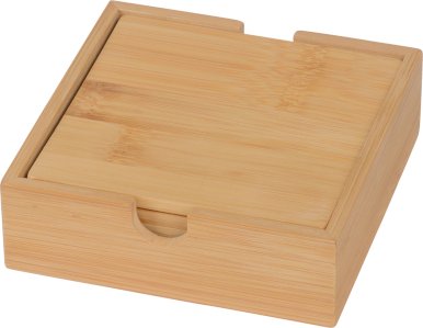 Set podložaka za čaše, 10×10cm, 4 kom + kutija, bambus