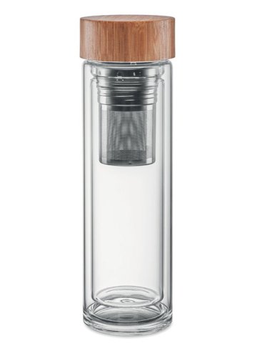 Boca za čaj s dodacima, staklena, dupla stjenka, 420 ml