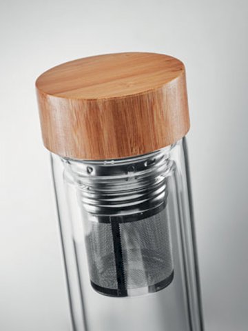 Boca za čaj s dodacima, staklena, dupla stjenka, 420 ml