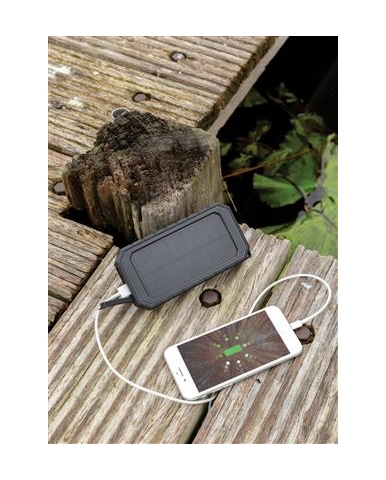 Powerbank, solarni, 10W, 10.000mAh, od reciklirane plastike, crni