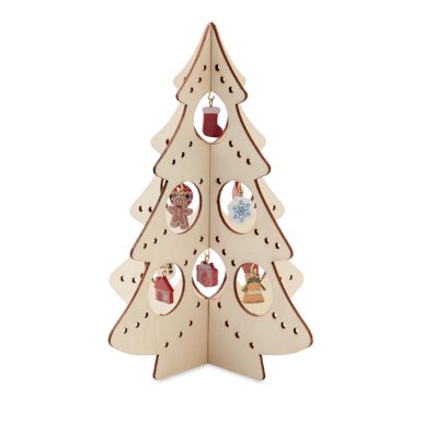 Božićni ukras, drvce sa ukrasima, drveno