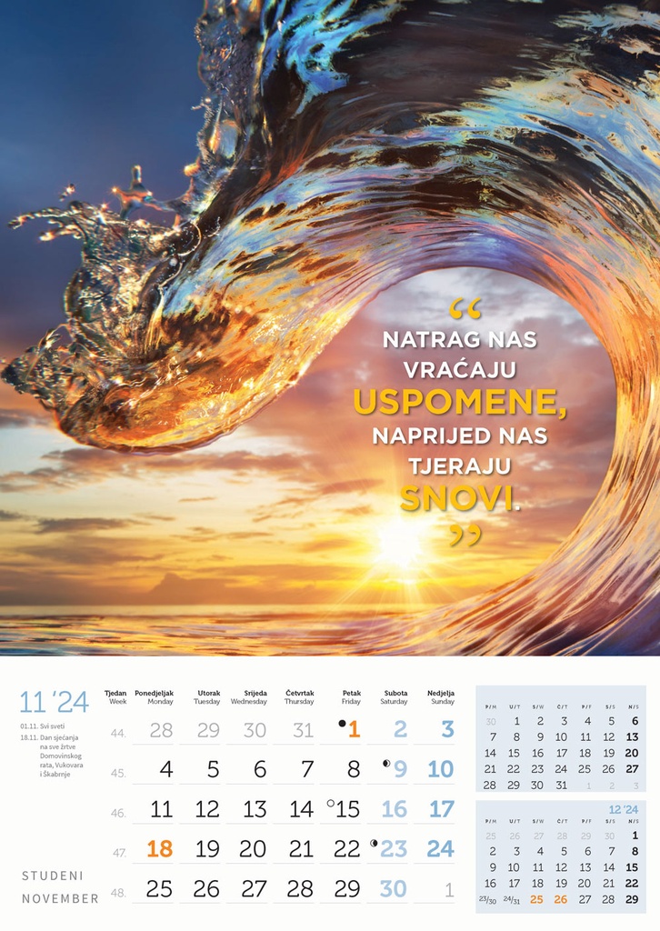 Kalendar Motivacijski, 30,5x50 cm, 13 listova, PVC vrećica