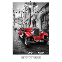 Kalendar Vintage gradovi, 33x55 cm, 13 listova, PVC vrećica