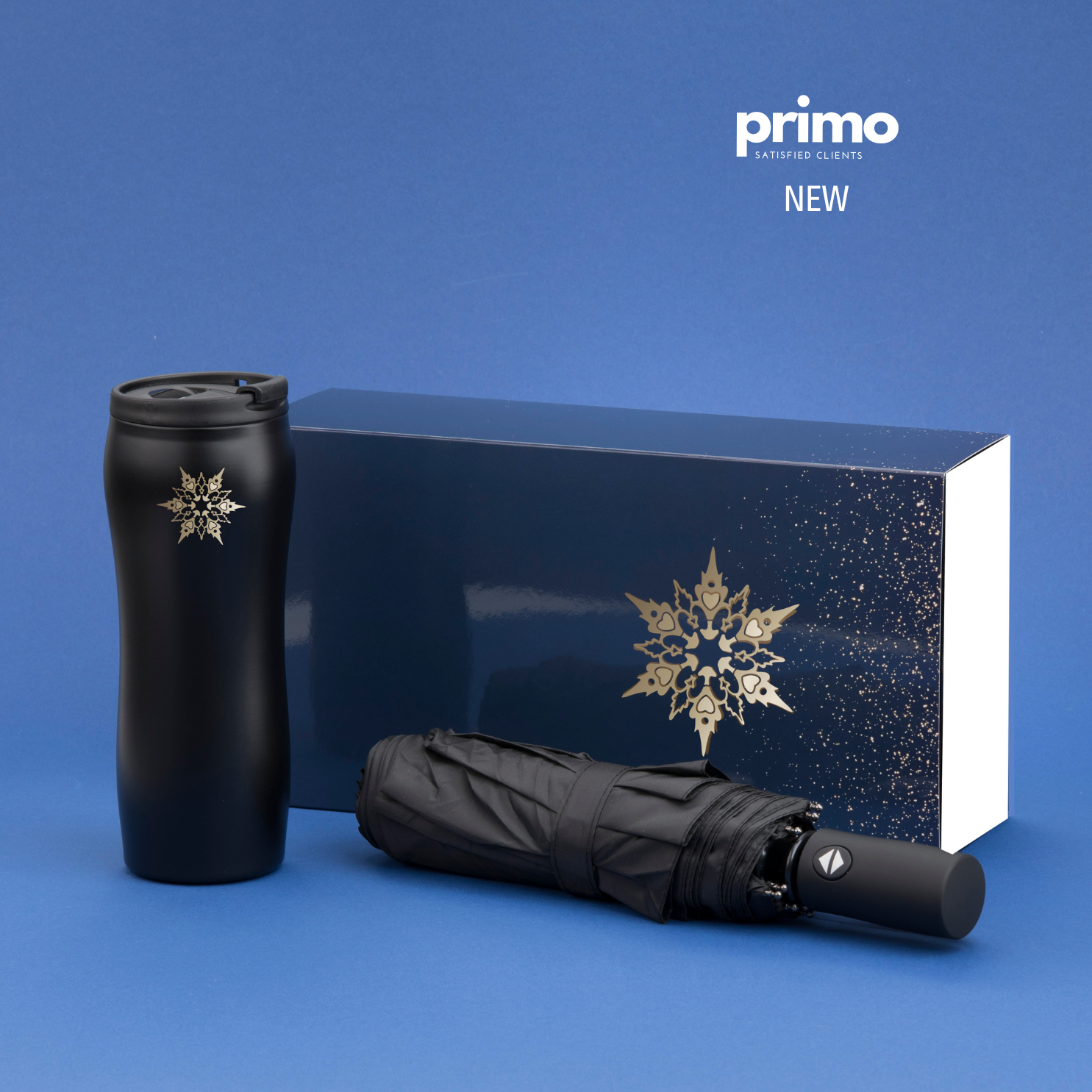 Set termos šalica 450 ml i kišobran, crni