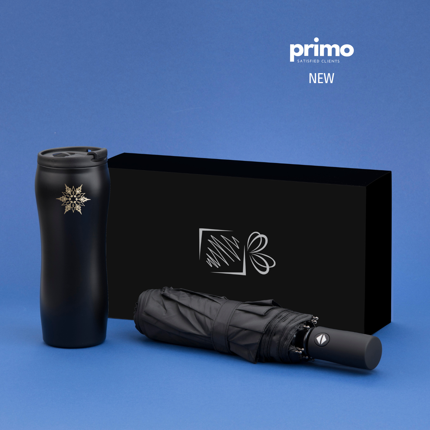 Set termos šalica 450 ml i kišobran, crni