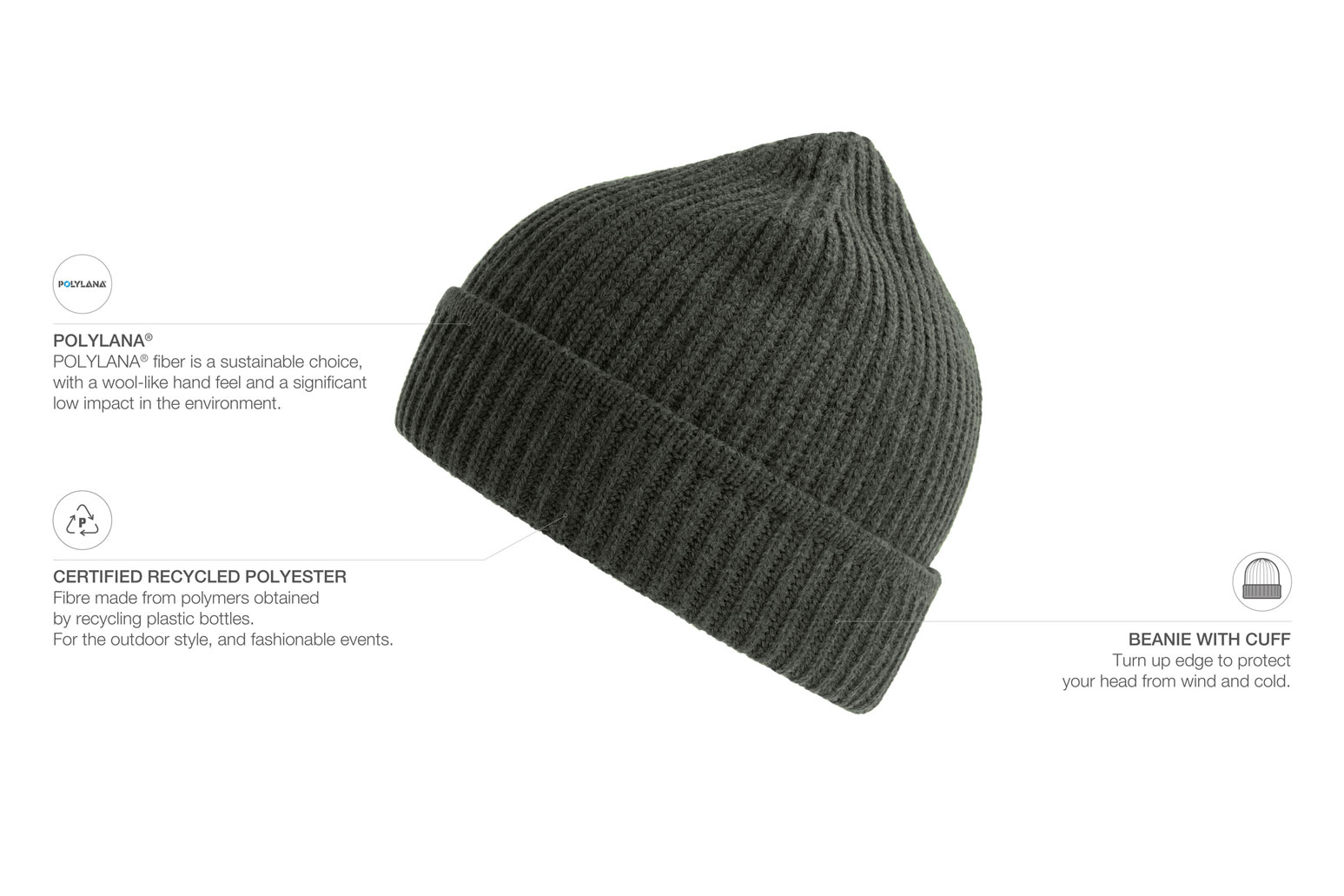Kapa pletena MAPLE, dark grey melange