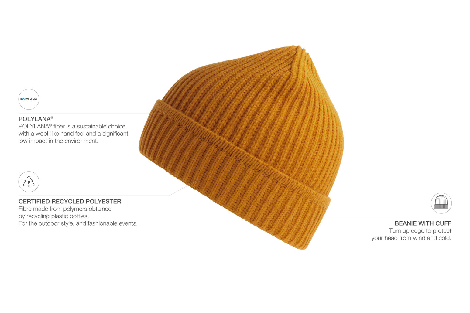 Kapa pletena MAPLE, mustard