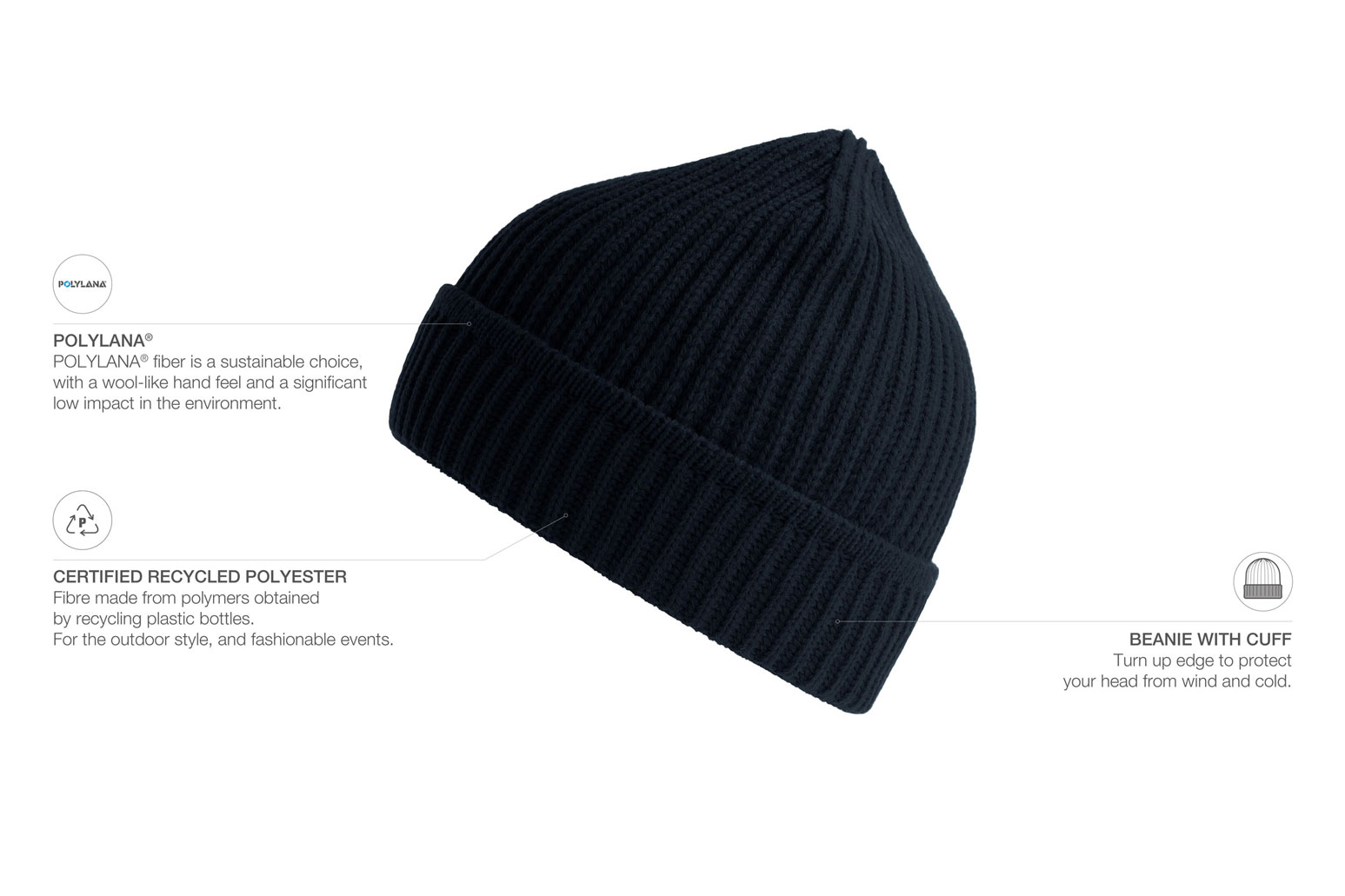 Kapa pletena MAPLE, navy