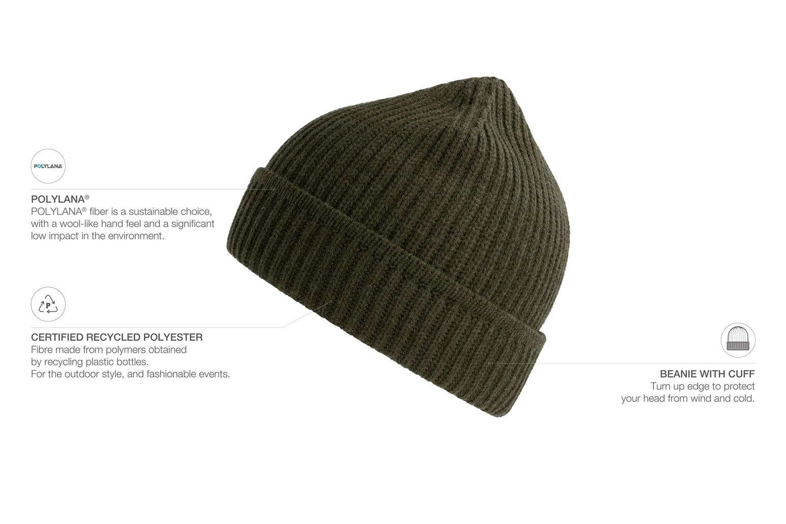 Kapa pletena MAPLE, olive