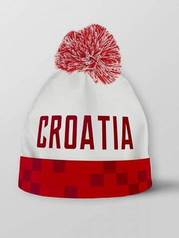 Kapa, zimska, pletena, CROATIA, crveno bijela