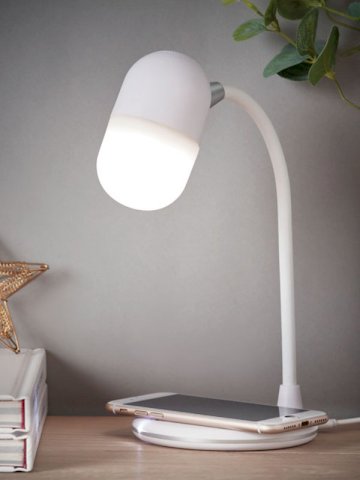 Lampa, bežična , sa zvučnikom, Wireless charging,  bijela