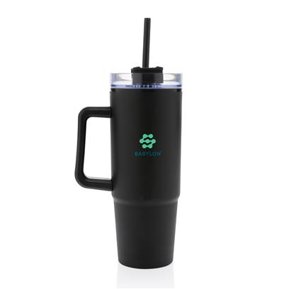 Čaša sa ručkom i slamkom, TANA, dupla stjenka, 900ml