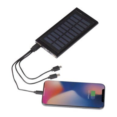 Powerbank 8000 mAh, solarni, crni
