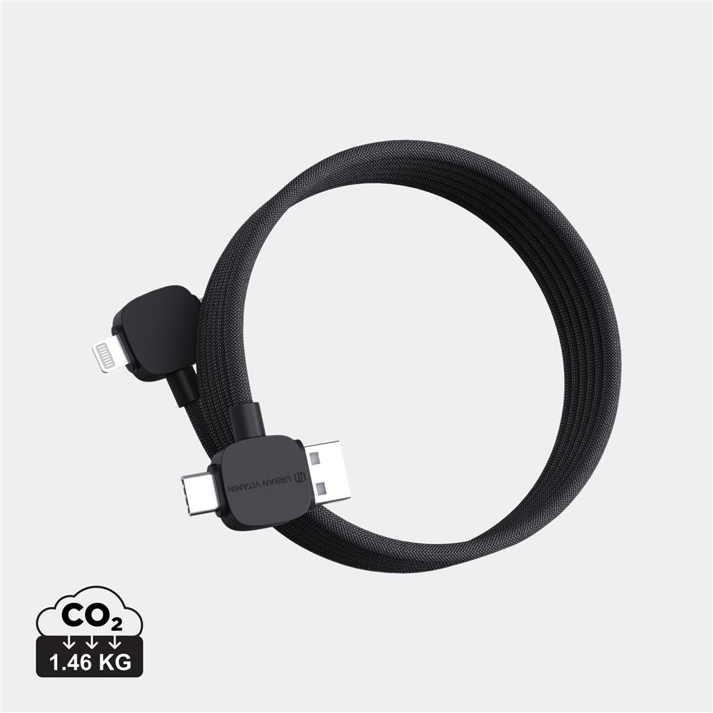 Kabel za napajanje, Urban Vitamin, 3 u 1  sa USB nastavkom, 120 cm, crni