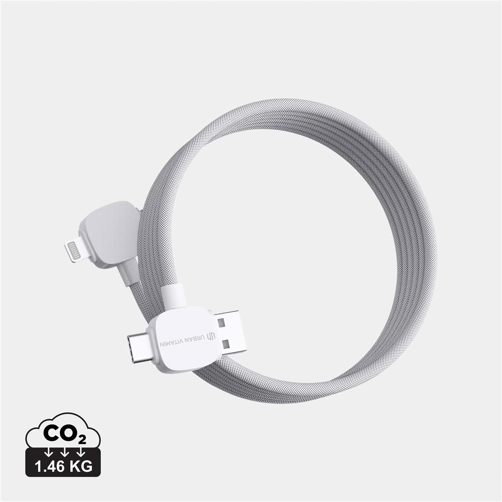 Kabel za napajanje, Urban Vitamin, 3 u 1  sa USB nastavkom, 120 cm, bijeli