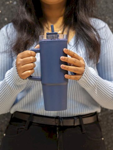 Čaša sa ručkom i slamkom, TANA, dupla stjenka, 900ml