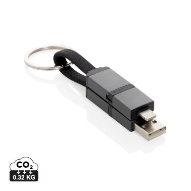 Kabel za brzo punjenje, 4 u 1, privjesak, crni
