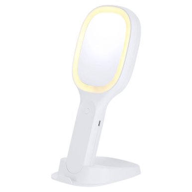 Ogledalo, i stalak za mobitel, Marchhox, multifunkcionalno, sa LED svjetlom, bijelo